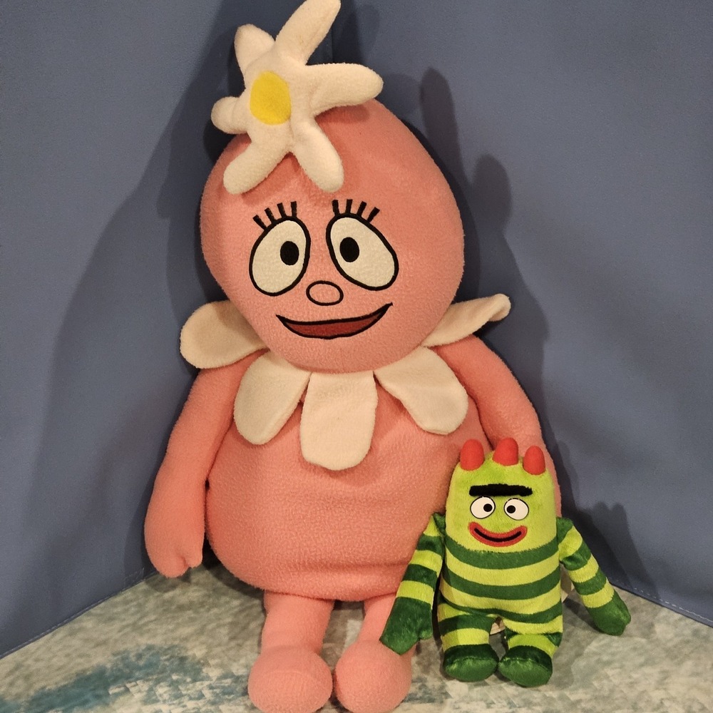 Yo Gabba Gabba Foofa & Brobee Plush Lot 24" Large 8" Small Nickelodeon